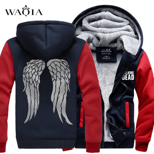 Hot New The Walking Dead Hoodie Zombie Daryl Dixon Wings Winter Fleece Mens Sweatshirts Free Shipping