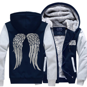 Hot New The Walking Dead Hoodie Zombie Daryl Dixon Wings Winter Fleece Mens Sweatshirts Free Shipping