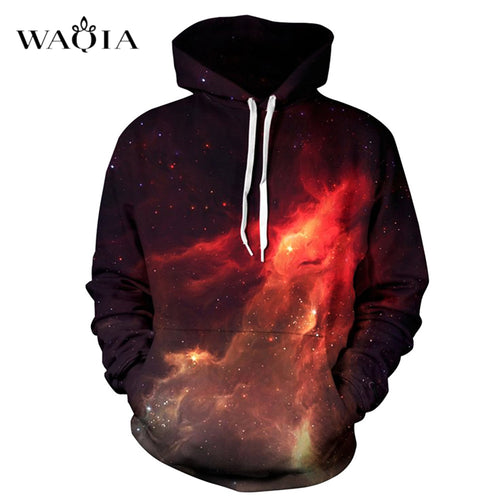 New 3D Galaxy Hooded Sweatshirt Men Flame Printed Survetement Homme Marque 2017 Casual Sportswear Mens Hoodies and Sweatshirts