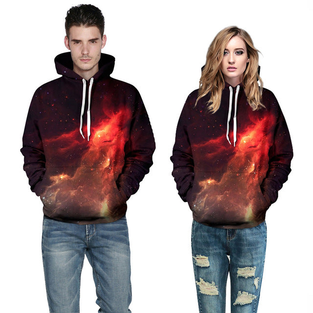 New 3D Galaxy Hooded Sweatshirt Men Flame Printed Survetement Homme Marque 2017 Casual Sportswear Mens Hoodies and Sweatshirts