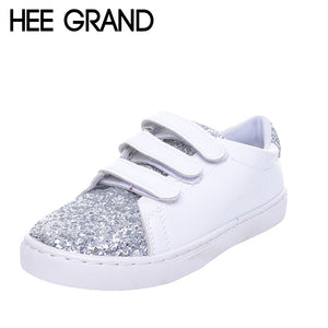 HEE GRAND Women Casual Shoes Bling Crystal Patchwork Spring Falts Fashion Hook&loop Vulcanize Shoes XWC1148