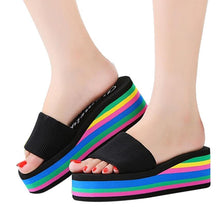 MUQGEW Adult Slippers Women Rainbow Summer Non-Slip Sandals Female Beach Slippers #LREW