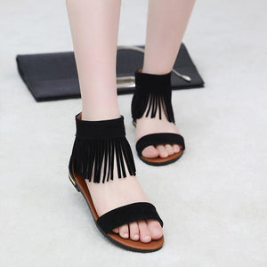 MUQGEW 2017 New Women Sandals  Fringe  Flat Sandals Ladies Summer Shoes #LREW